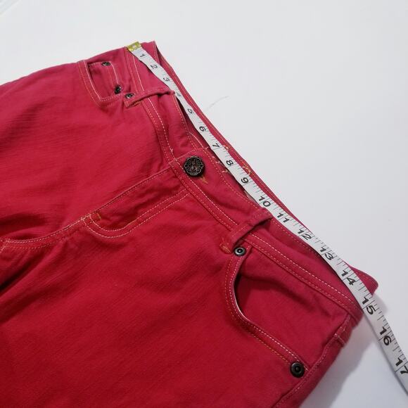 Y2K Chip & Pepper C7P Laguna Beach Flare Red Denim Wide Leg Low Rise - Picture 7 of 13